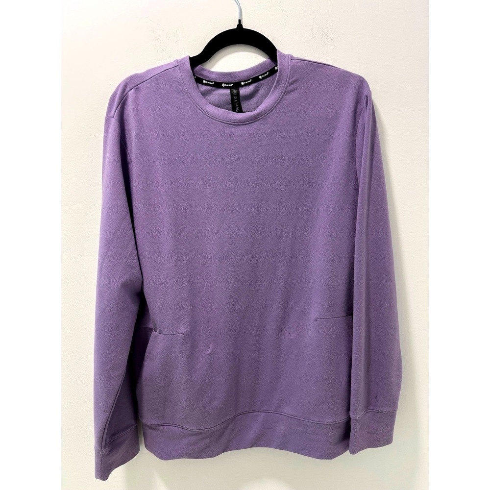 Gaiam Womens Purple Crew Neck Active Sweatshirt Pockets Size M